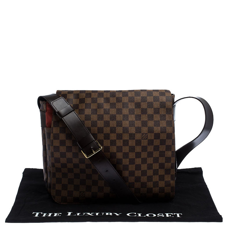 Louis Vuitton Damier Ebene Bastille Messenger Bag Brown Leather Cloth  ref.93756 - Joli Closet