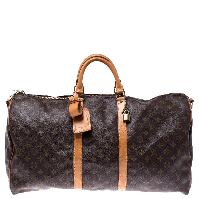 مملوكة مسبقًا Louis Vuitton Monogram Canvas Keepall Bandouliere 55 Bag