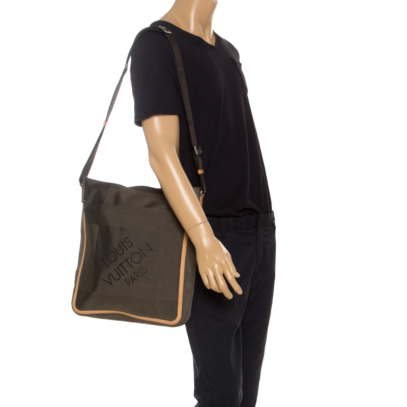 

Louis Vuitton Terre Damier Geant Canvas Vertical Messenger Bag, Brown