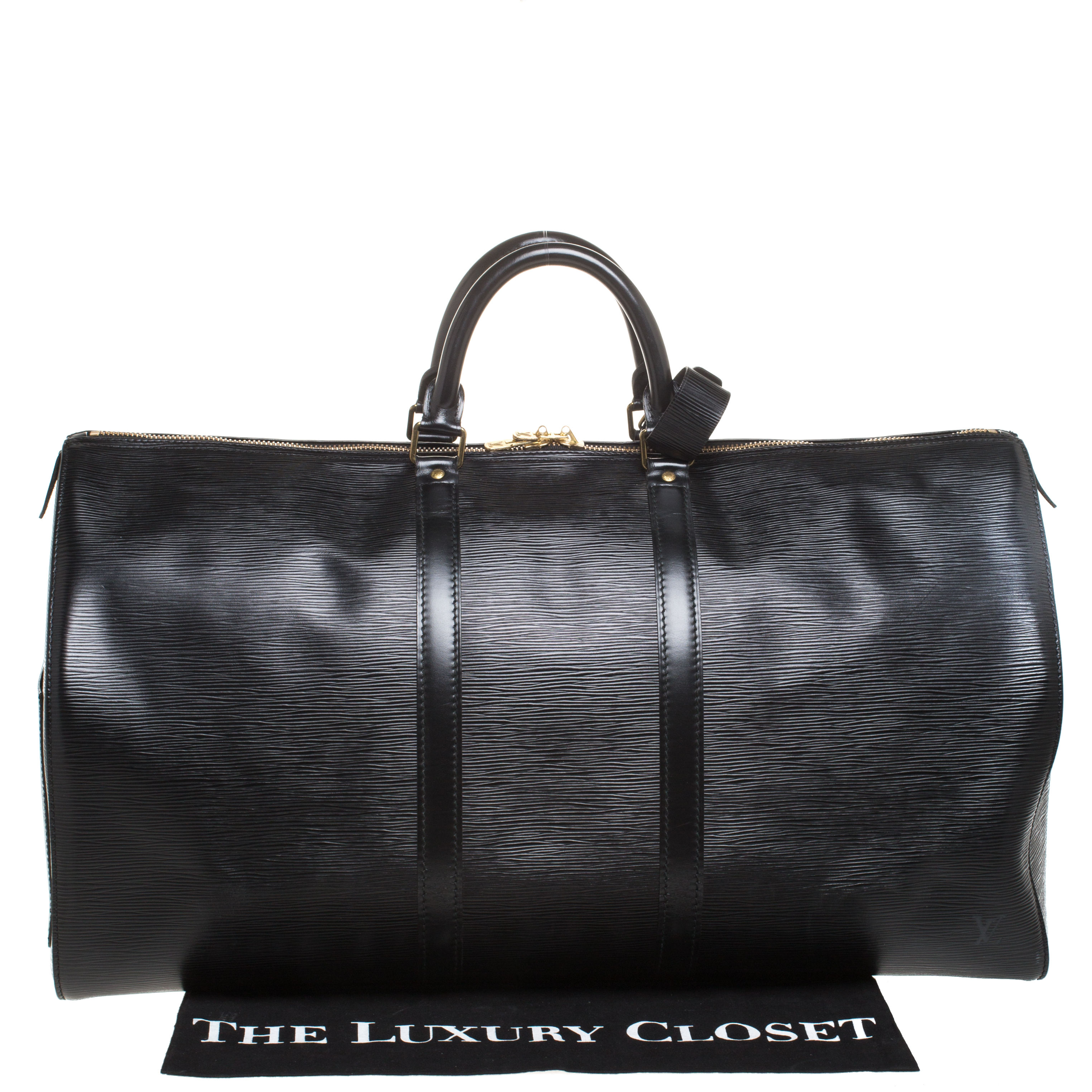 Louis Vuitton Black Epi Leather Keepall 55 Louis Vuitton
