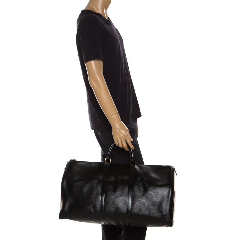

Louis Vuitton Black Epi Leather Keepall 55