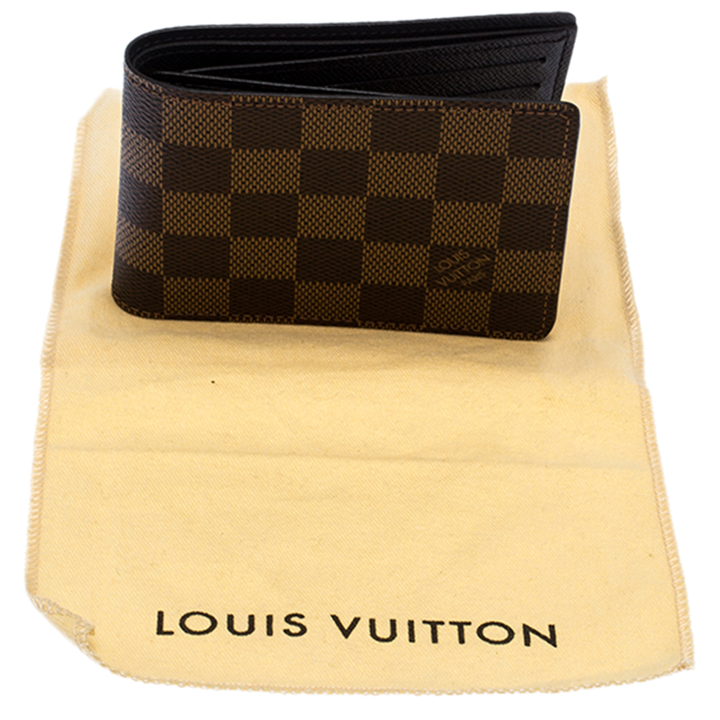 Auth Louis Vuitton Portefeuille MULTIPLE Damier Ebène N60895 Brown Wallet  F/S