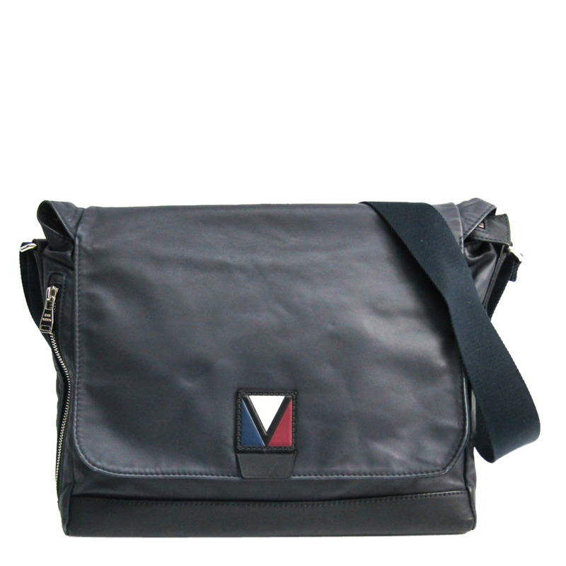 Louis Vuitton Navy Leather Messenger Bag