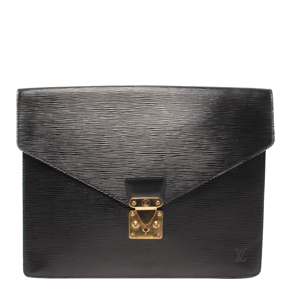 مملوكة مسبقًا Louis Vuitton Noir Epi Leather Porte Documents Senateur Document Case