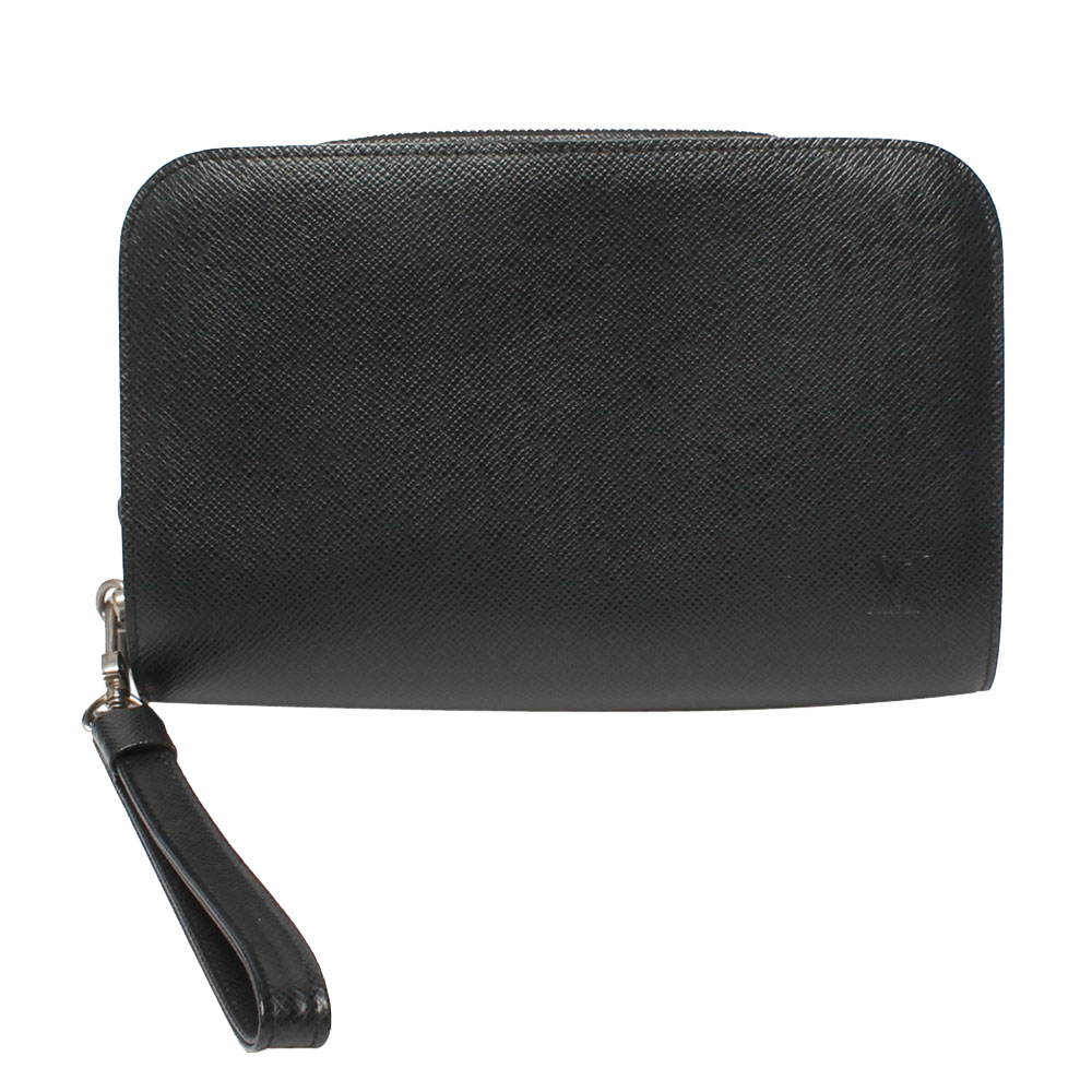 Pre Owned Louis Vuitton Black Taiga Leather Pochette Baikal Wallet