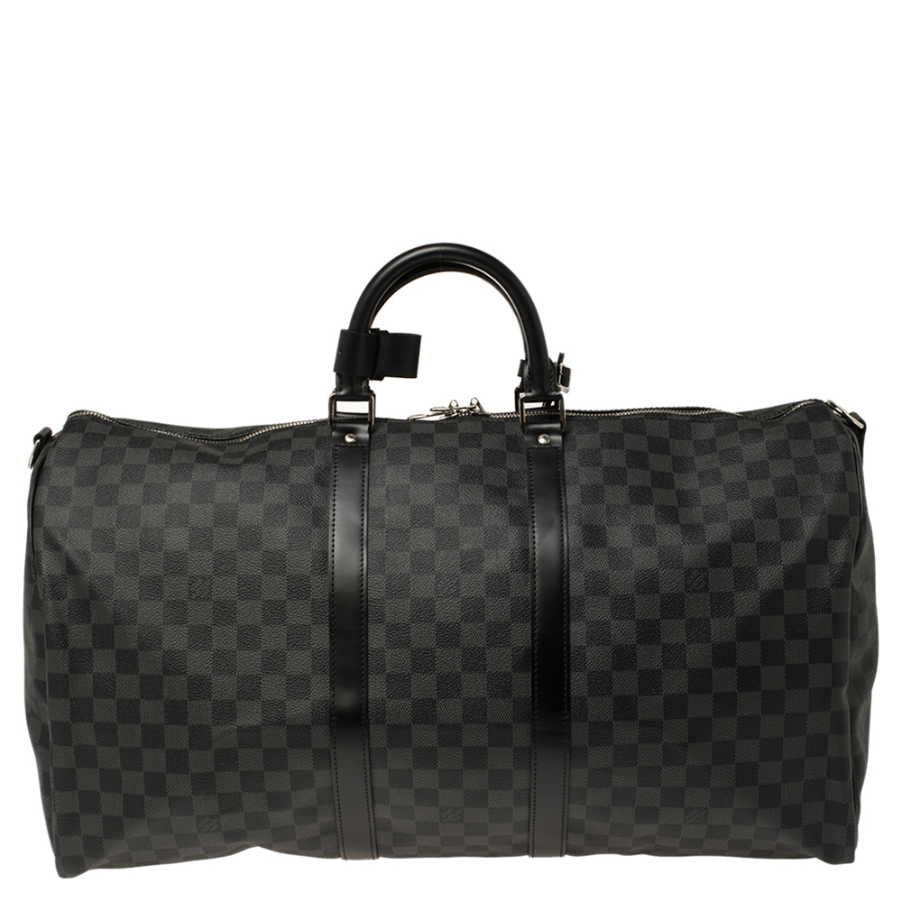 Louis Vuitton Keepall Bandouliere Bag Giant Damier Graphite Canvas