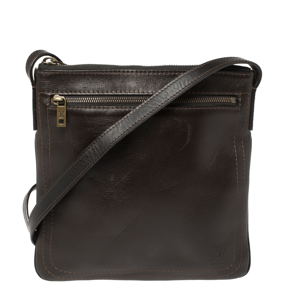 Louis Vuitton Dark Brown Utah Leather Shawnee Pochette Bag