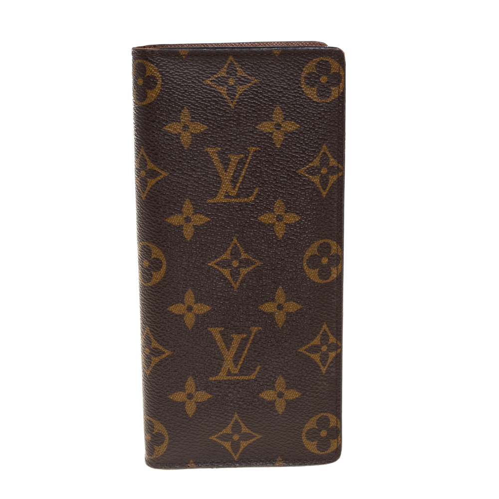 Pre-owned Louis Vuitton Monogram Canvas Brazza Wallet In Brown