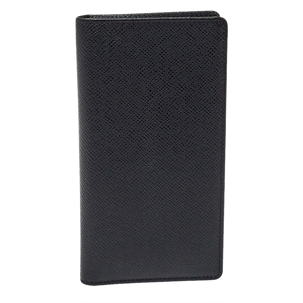 Pre-owned Louis Vuitton Black Taiga Leather Long Wallet
