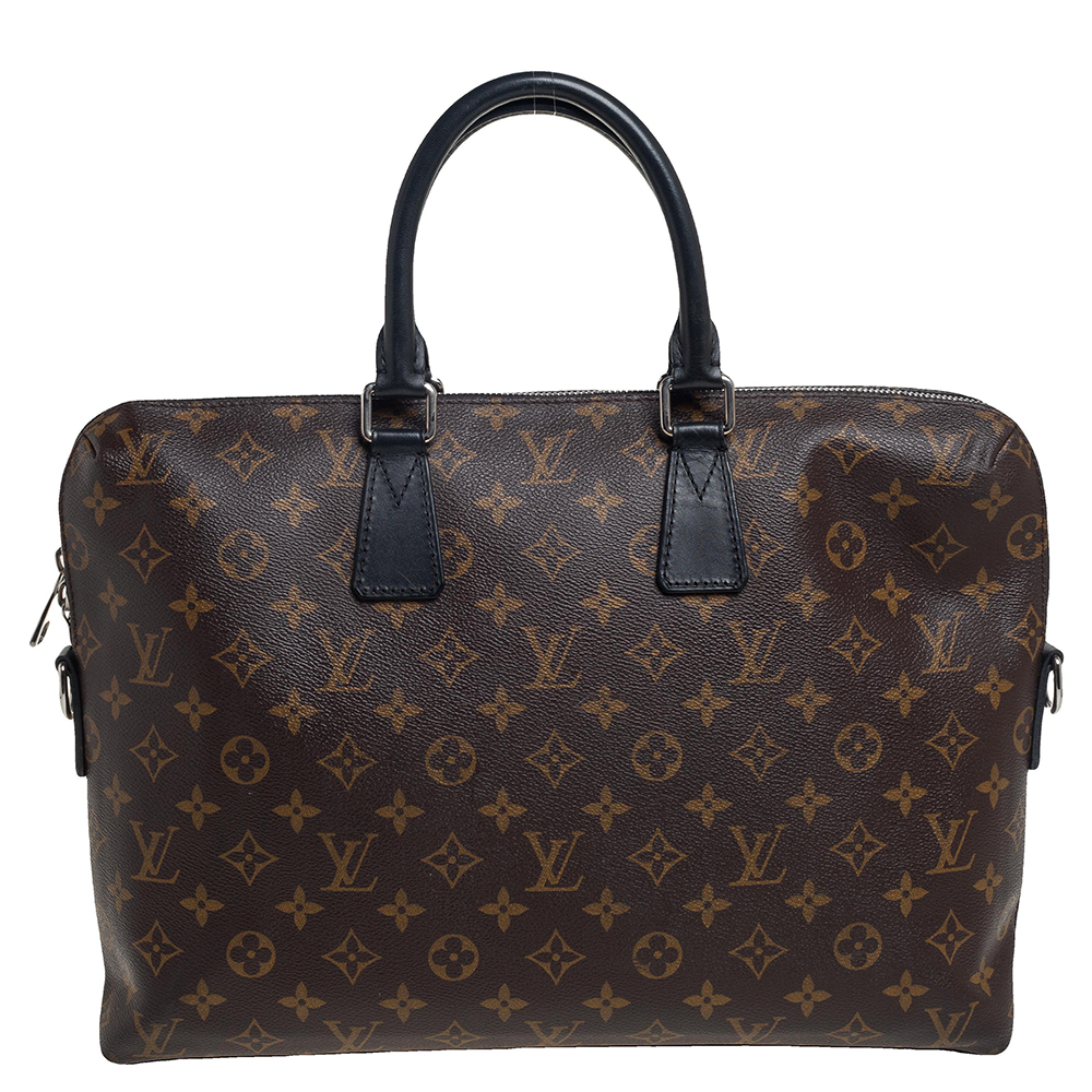 Pre-owned Louis Vuitton Monogram Macassar Canvas Porte-documents Jour Bag In Brown