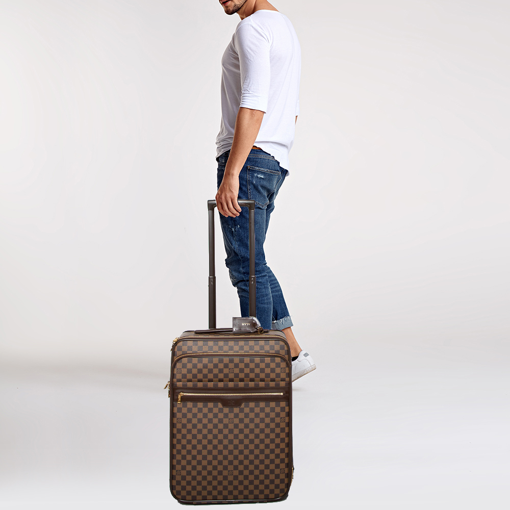 

Louis Vuitton Damier Ebene Pegase 55 Business Suitcase, Brown