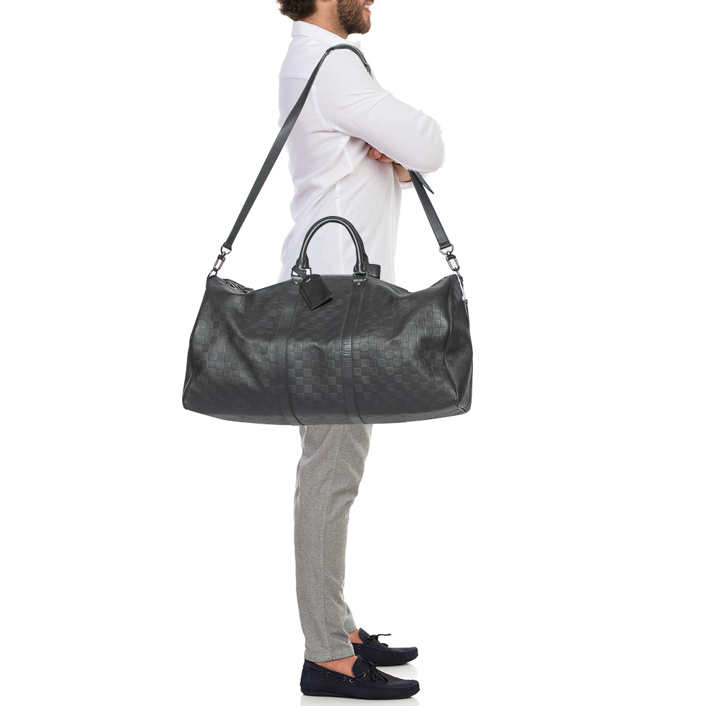 

Louis Vuitton Damier Infini Leather Keepall Bandouliere 55 Bag, Black