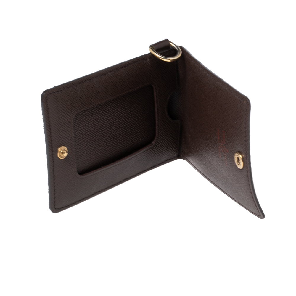 

Louis Vuitton Brown Damier Ebene Canvas ID Card Lanyard Holder