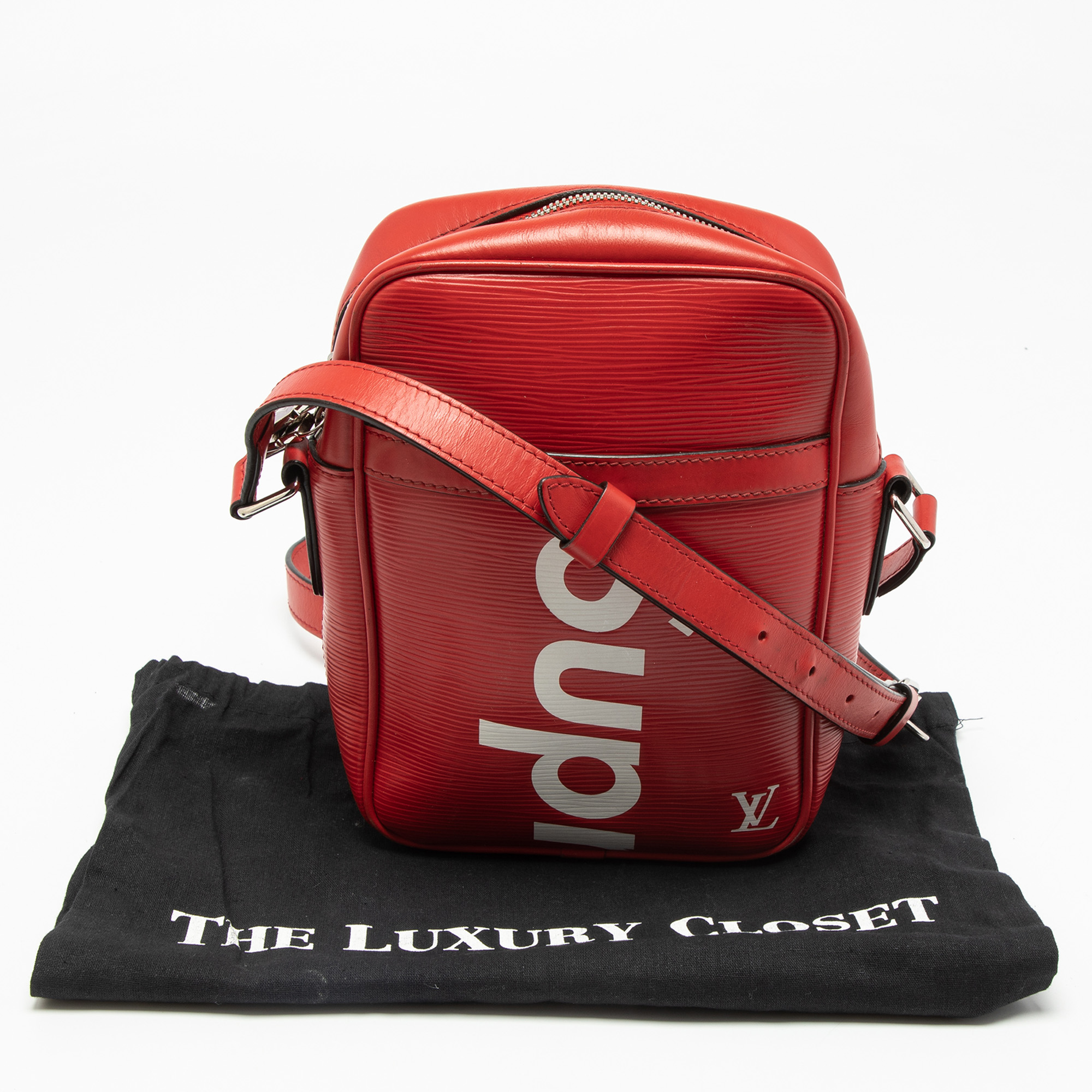 LOUIS VUITTON × Supreme Used Danube PPM Red Epi Leather