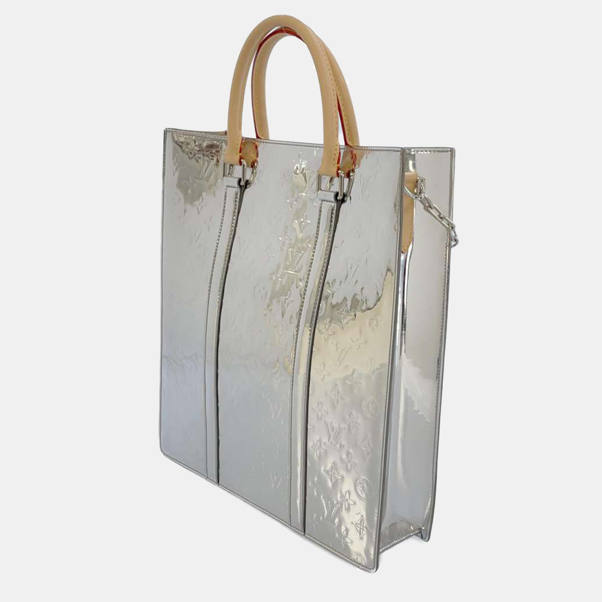 

Louis Vuitton Silver Monogram Patent Leather Sac Plat Tote Bag