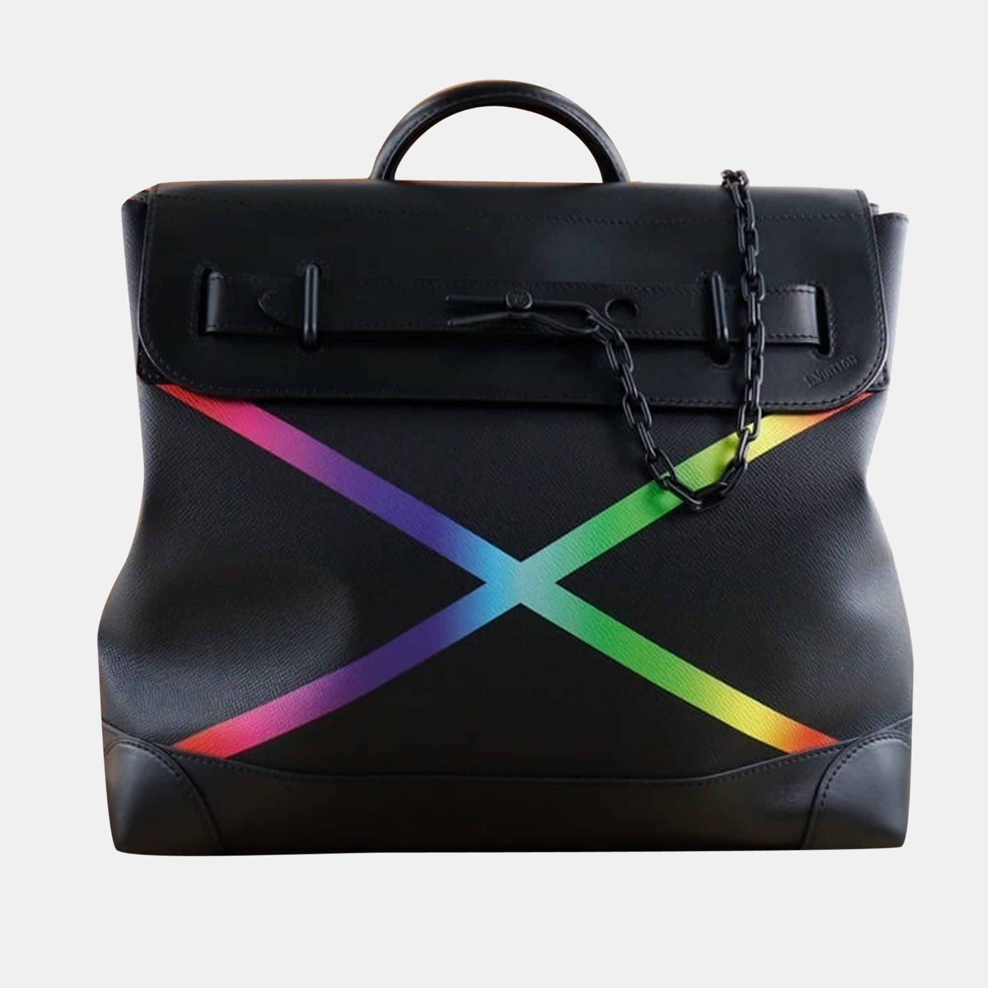 Louis Vuitton Black Taiga Leather Rainbow Steamer PM Top Handle Bag