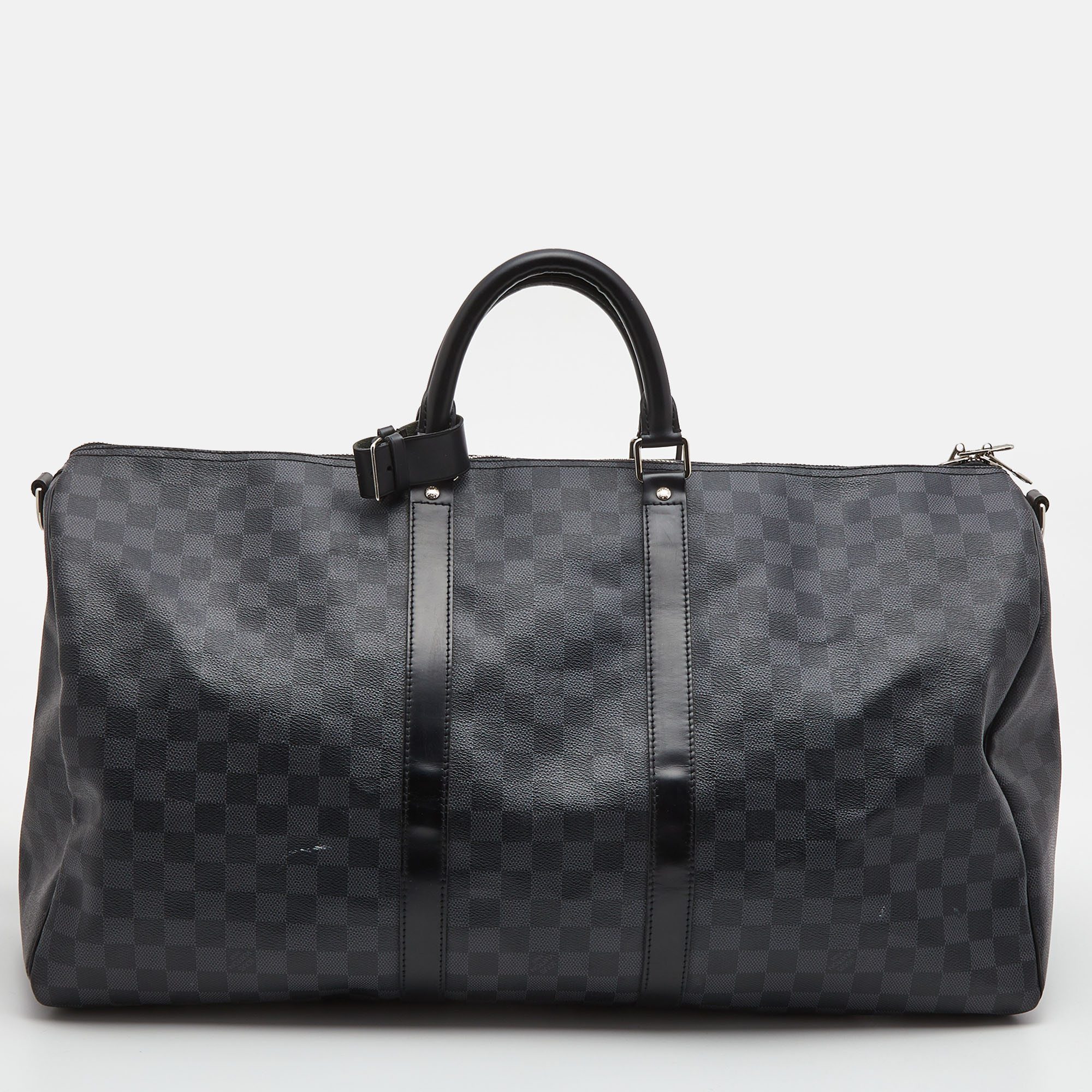 Pre-owned Louis Vuitton LV Keepall 55 Damier Graphite Bandouliere