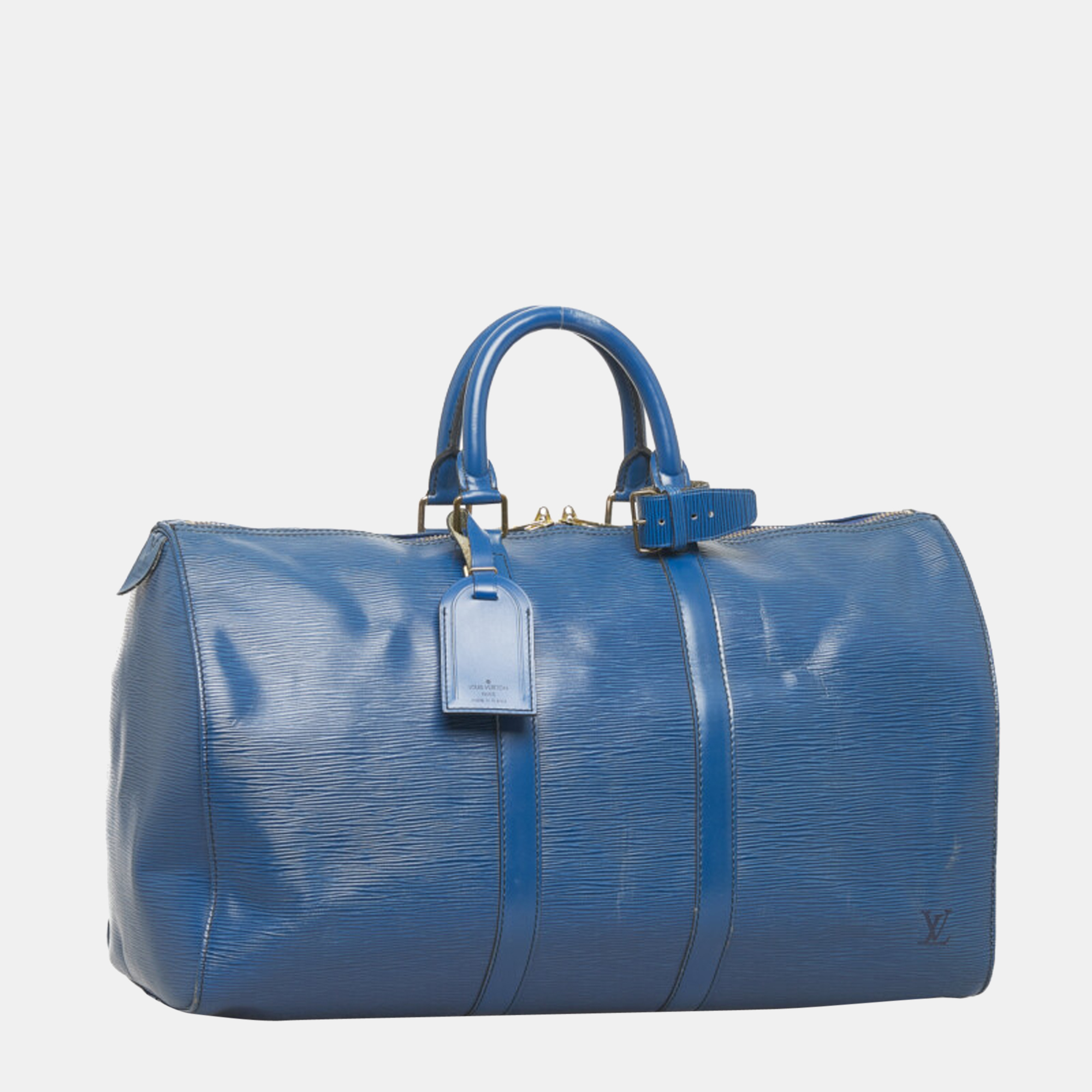 

Louis Vuitton Blue Epi Leather Keepall 45 Duffel Bag