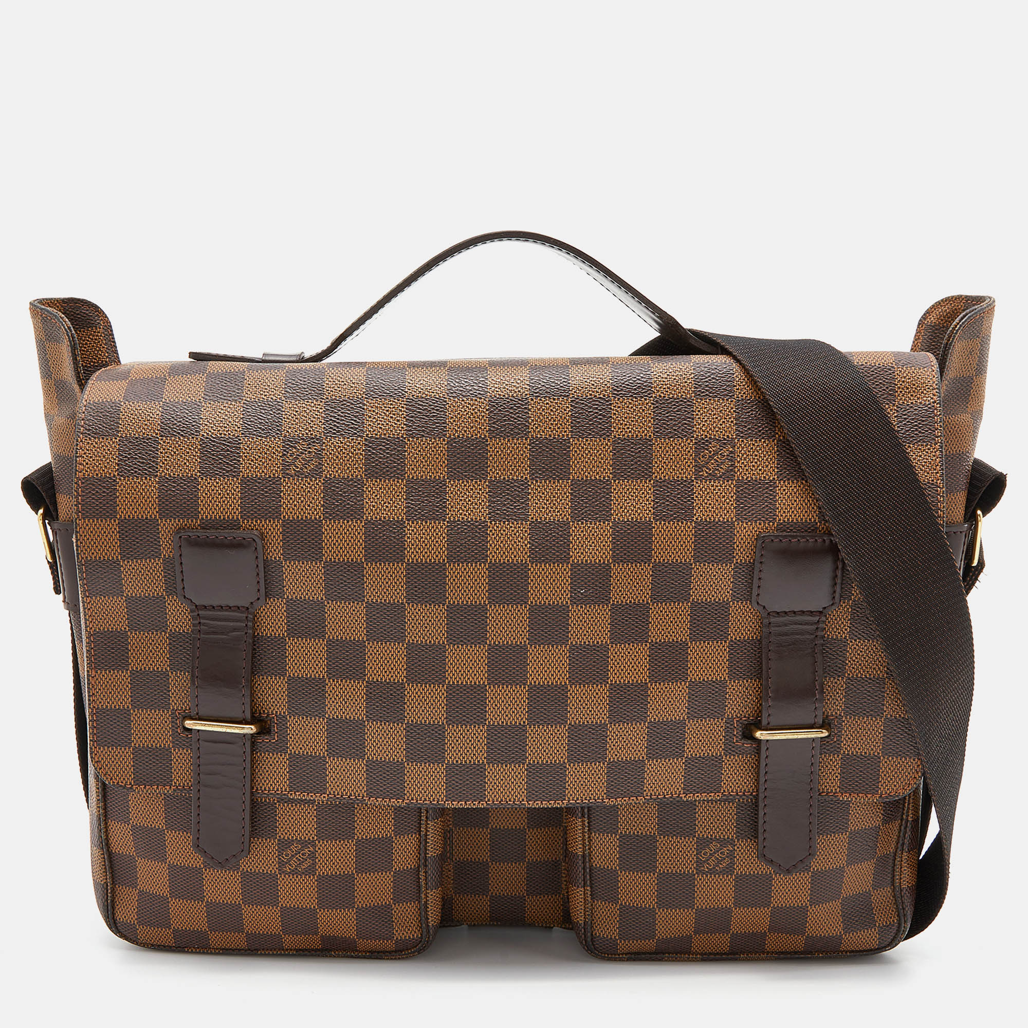 Pre-owned Louis Vuitton Damier Ebene Canvas Broadway Messenger Bag In Brown