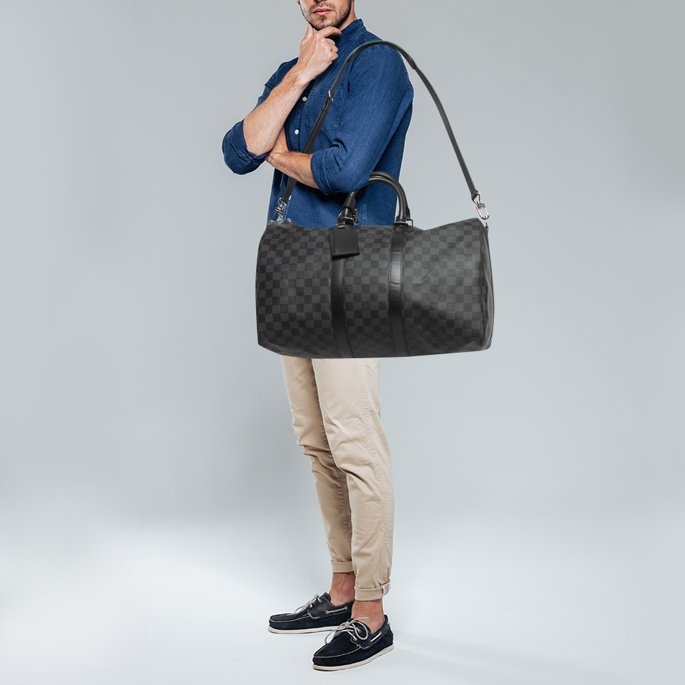 

Louis Vuitton Damier Graphite Canvas Keepall Bandoulière 45 Bag, Black