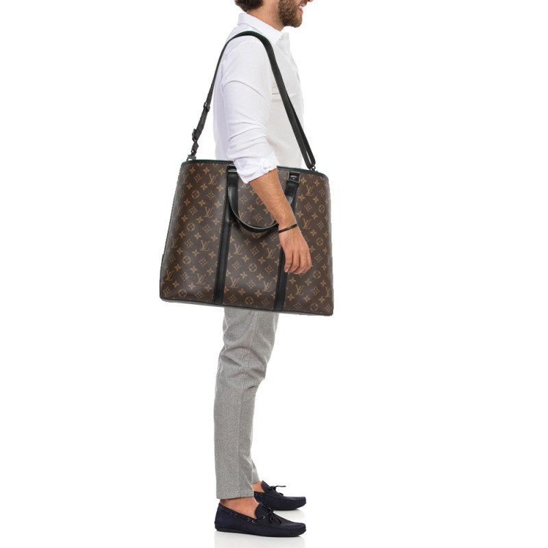 

Louis Vuitton Monogram Macassar Canvas The Week End Tote GM, Black