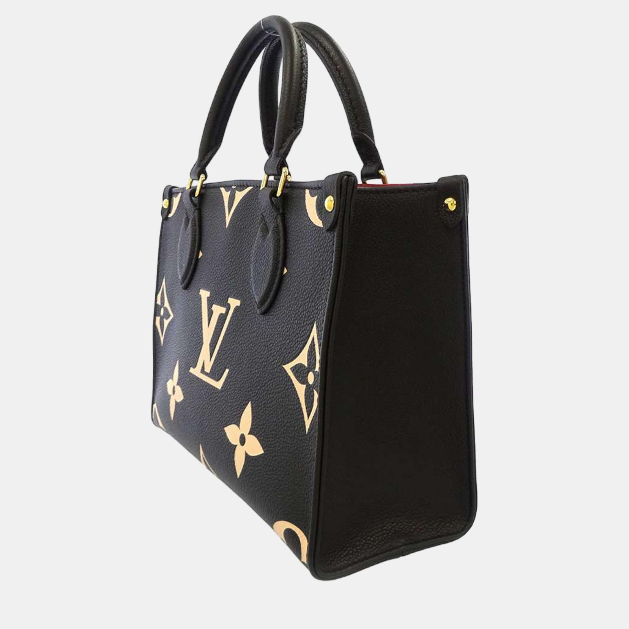 

Louis Vuitton Bicolor Giant Monogram Empreinte Leather OnTheGo PM Tote Bag, Black