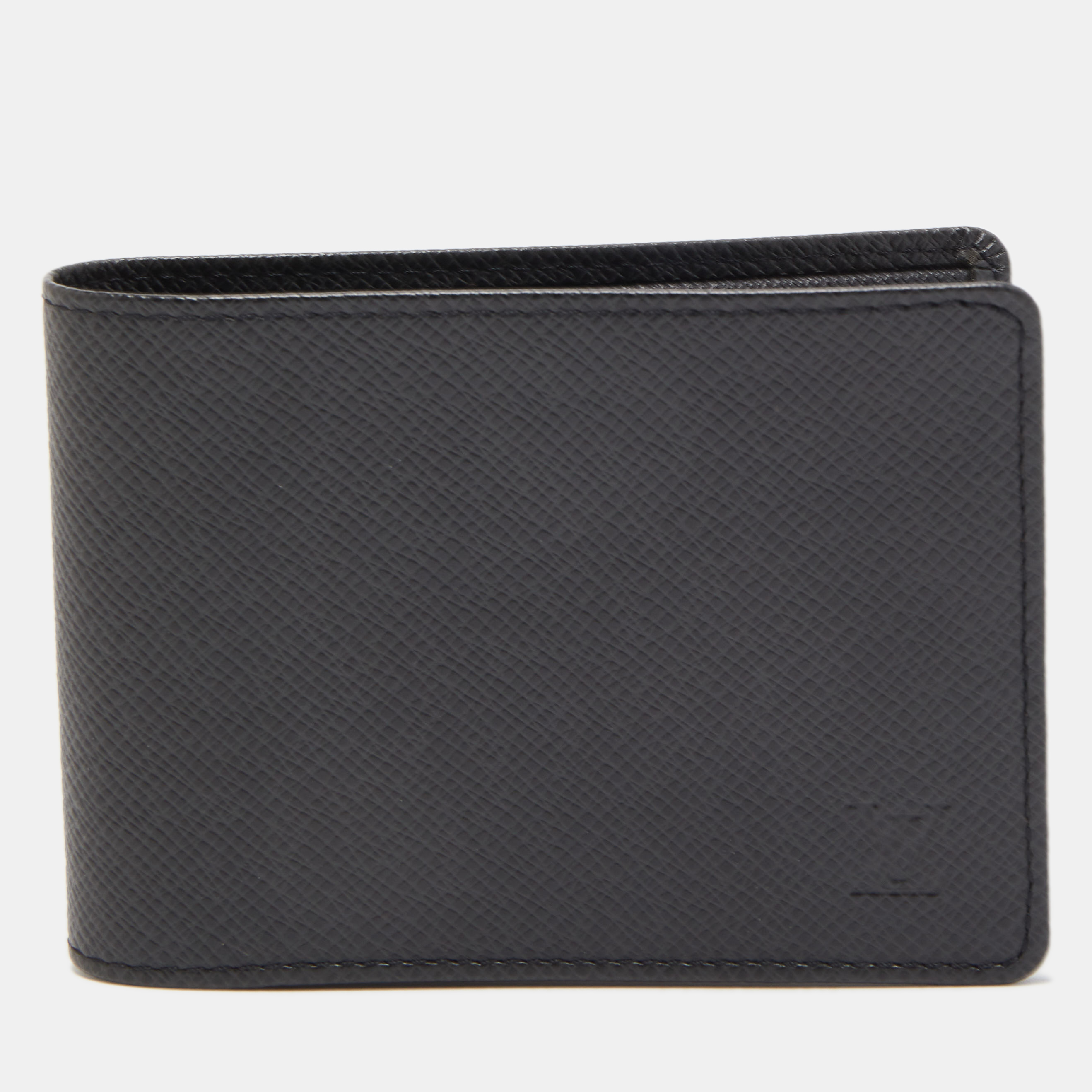Pre-owned Louis Vuitton Black Taiga Leather Bifold Wallet
