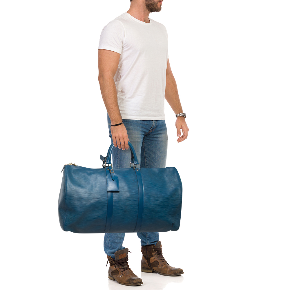 

Louis Vuitton Blue Toledo Epi Leather Keepall 50 Bag