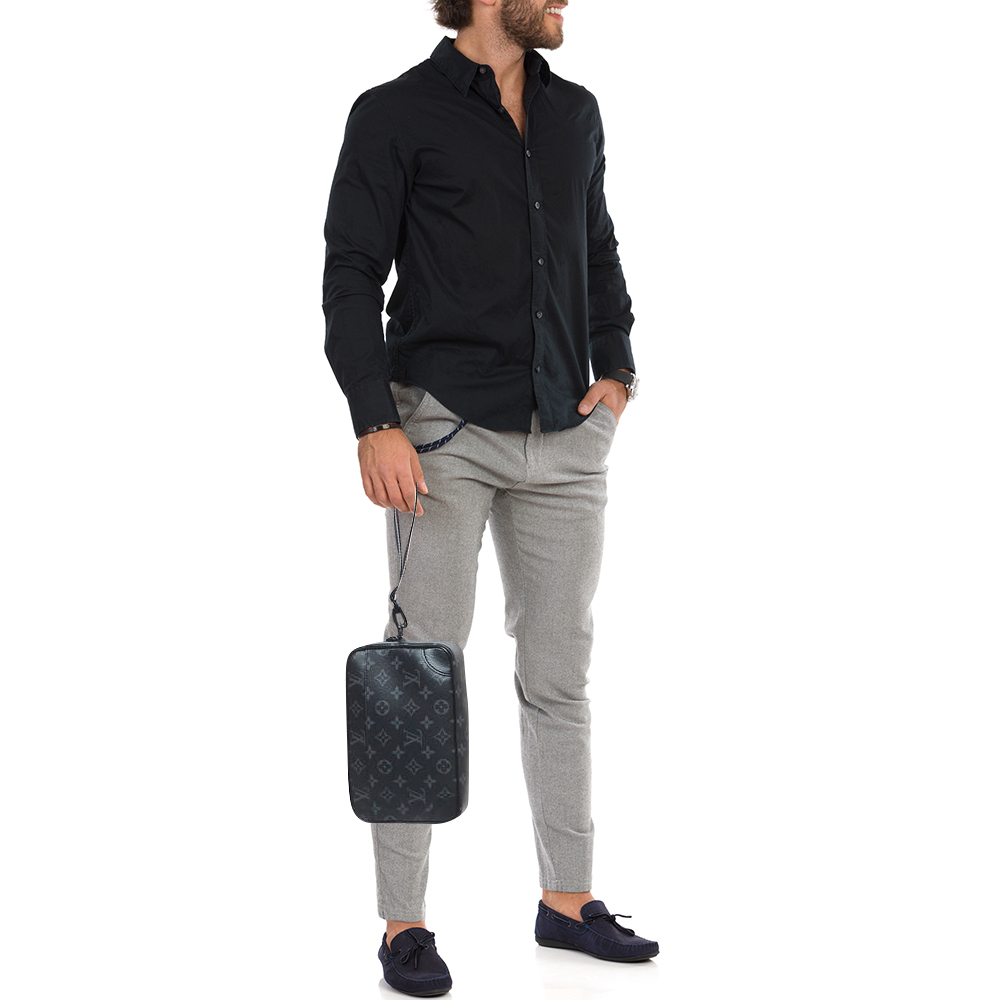 

Louis Vuitton Monogram Eclipse Canvas Kasai Pochette, Black