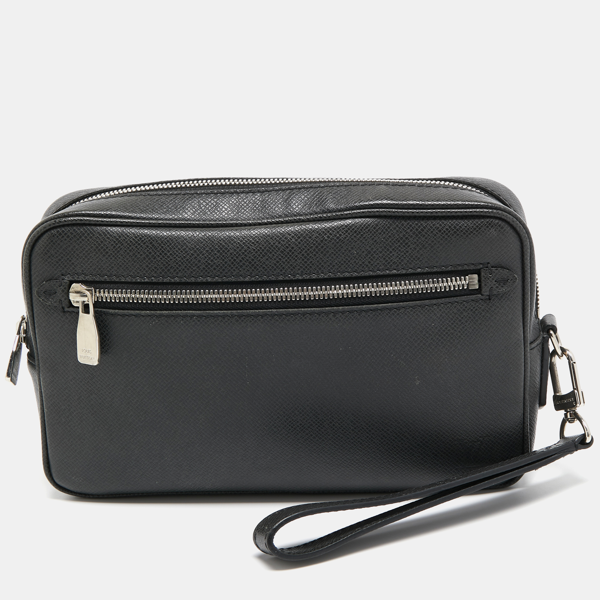 Pre-owned Louis Vuitton Black Taiga Leather Kasai Clutch Bag