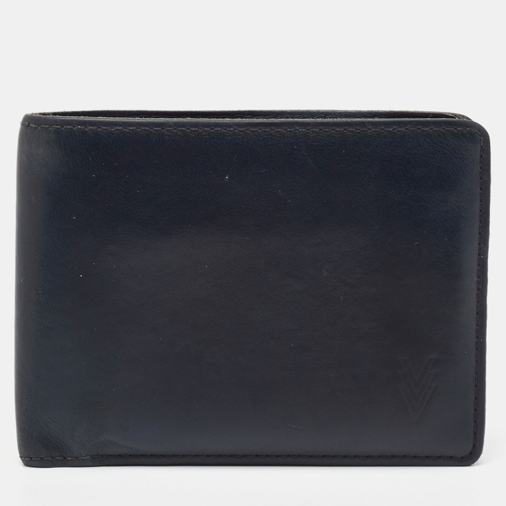 Pre-owned Louis Vuitton Navy Blue Leather Bifold Wallet