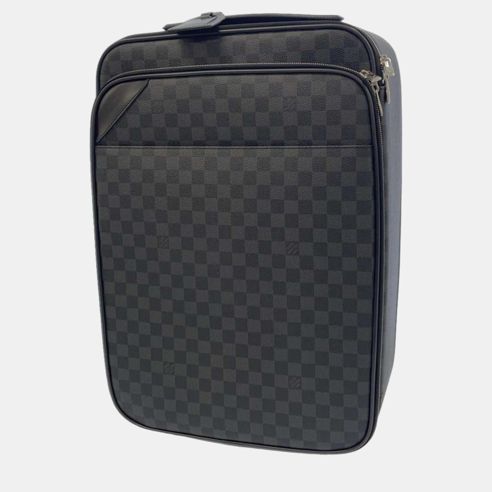 Pre-owned Louis Vuitton Black Damier Graphite Pégase Légère 55 Business Suitcase