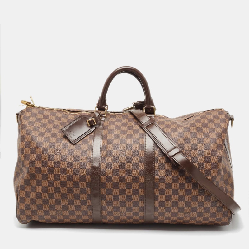 Pre Owned Louis Vuitton Damier Ebene Canvas Keepall Bandouliere 55 Bag