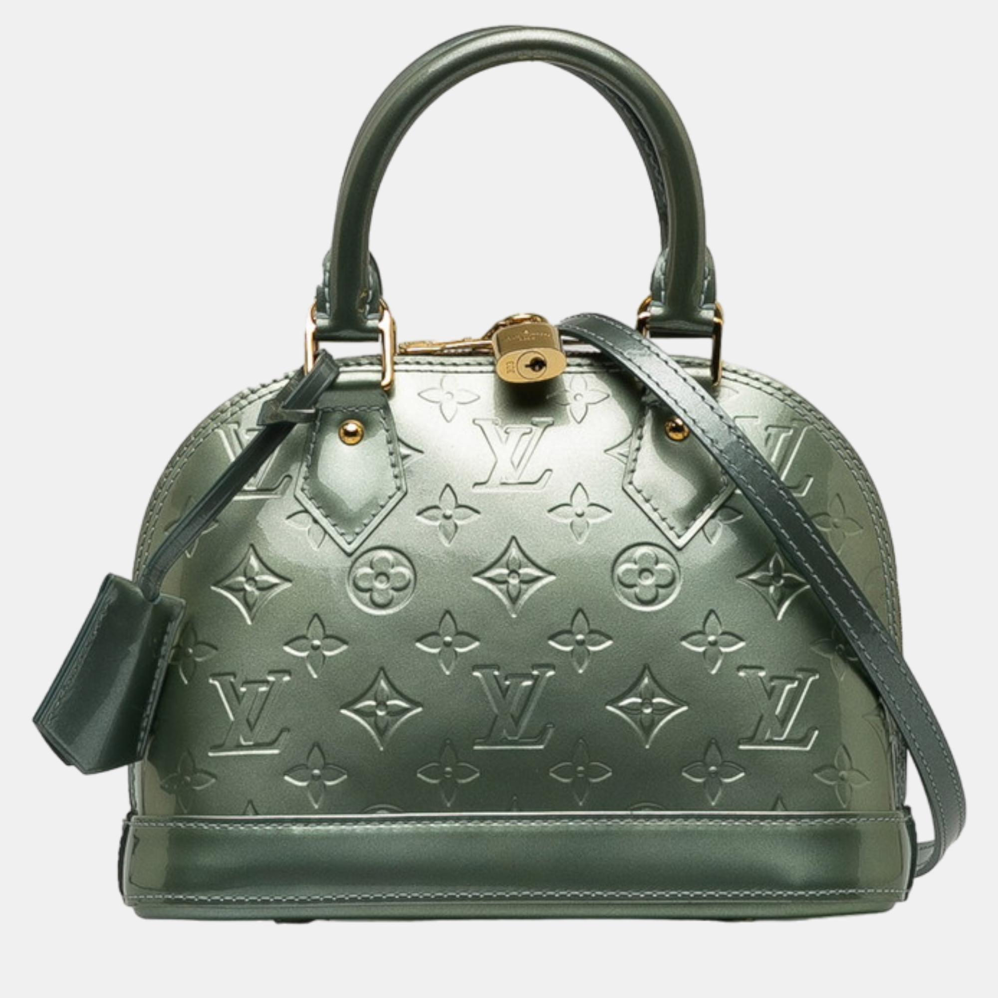 

Louis Vuitton Green Monogram Vernis Leather Alma BB Top Handle Bag