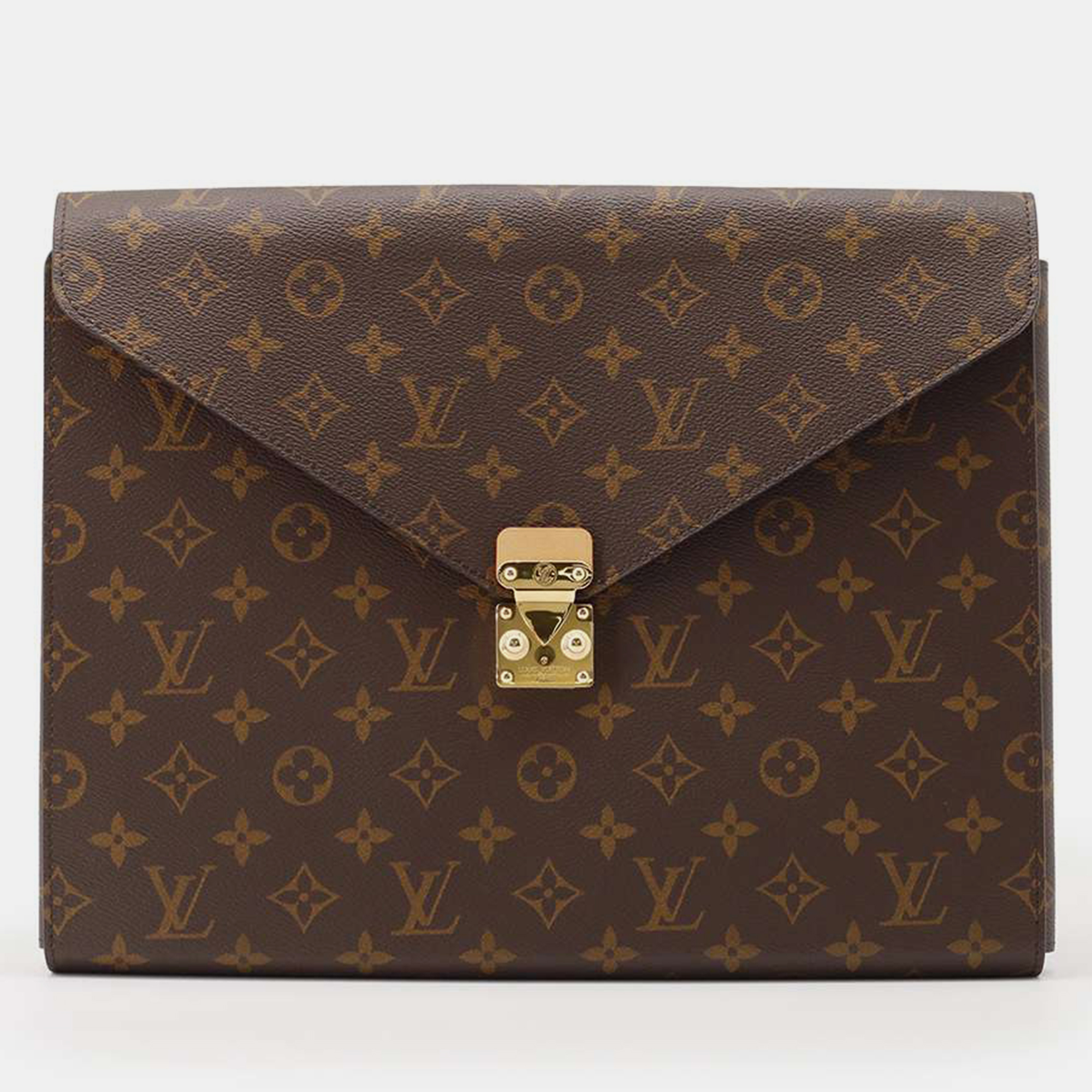 Pre-owned Louis Vuitton Brown Monogram Canvas Mark Folder Clutch Bag