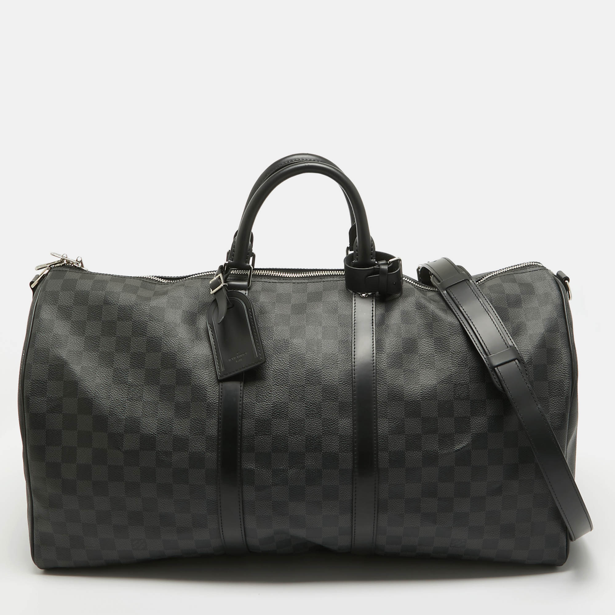 

Louis Vuitton Damier Graphite Canvas Keepall Bandouliere 55 Bag, Black