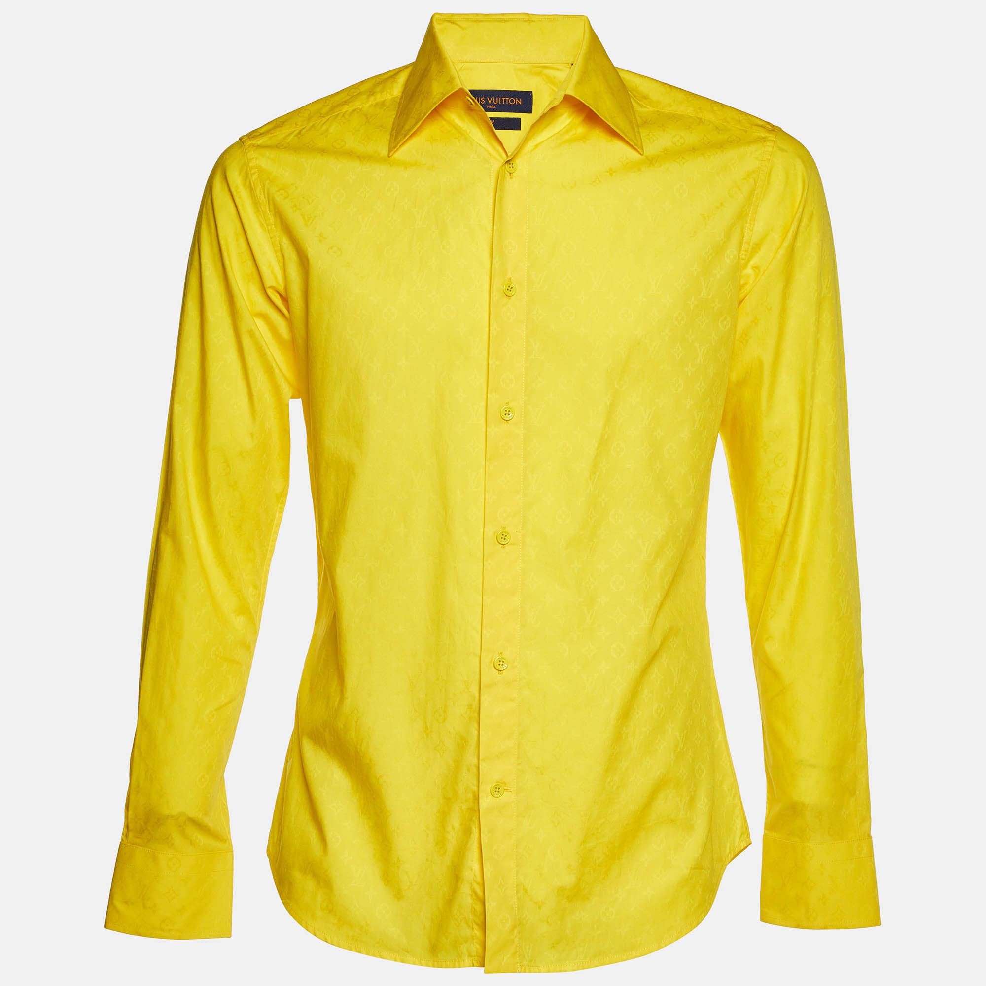 

Louis Vuitton Yellow Monogram Jacquard Cotton Button-Up Shirt S