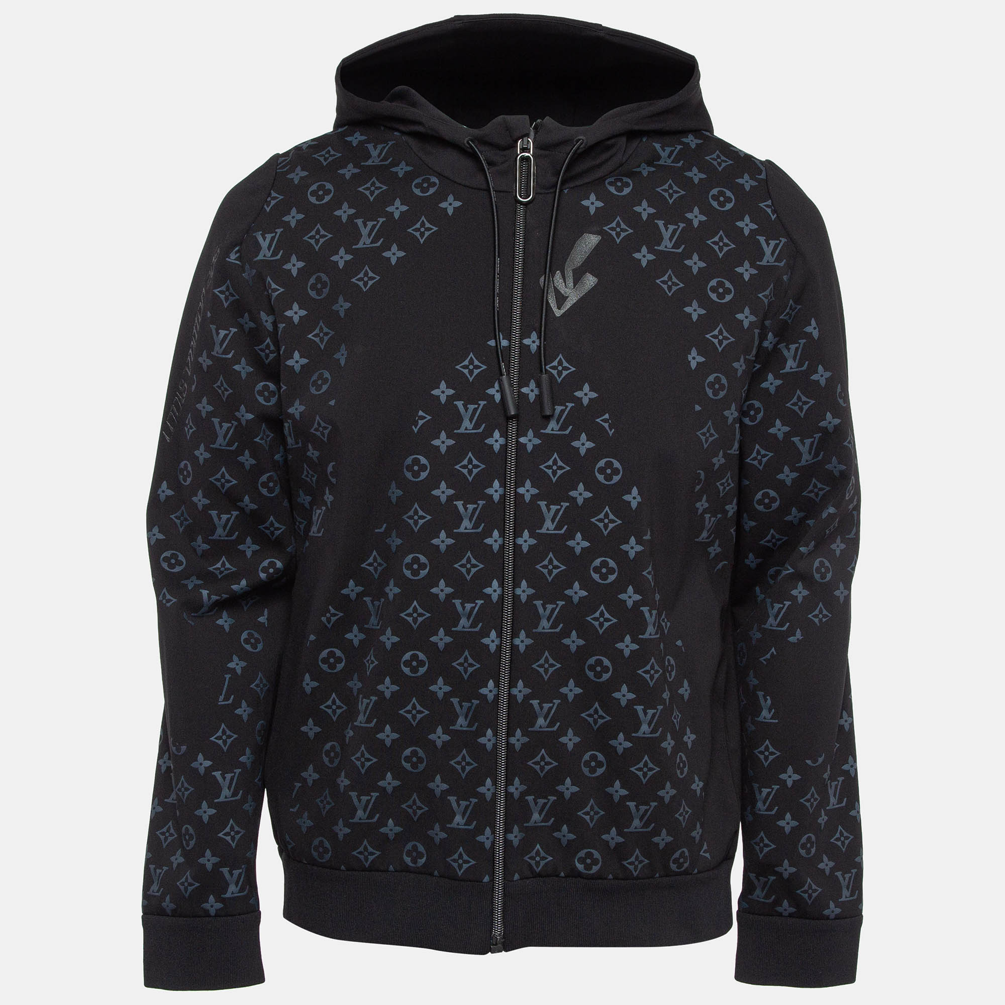 

Louis Vuitton Black Monogram Print Jersey Zip-Up Hoodie M