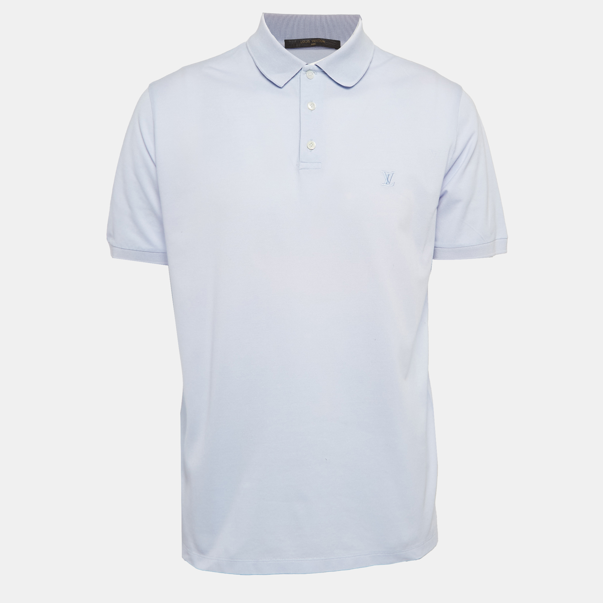 

Louis Vuitton Blue Pique Cotton Polo T-Shirt XL