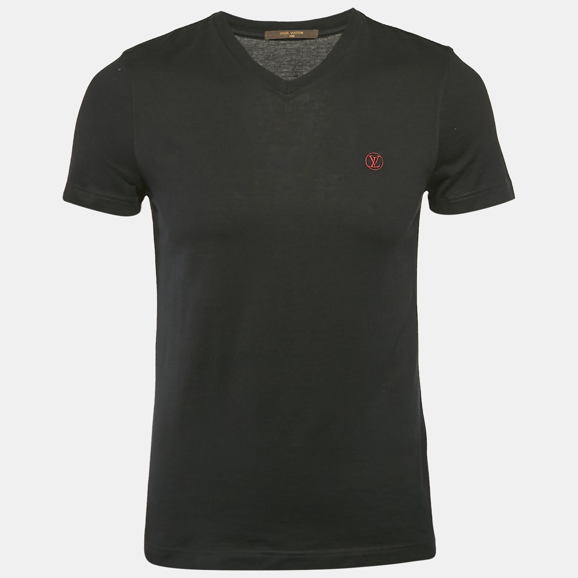 

Louis Vuitton Black LV Embroidered Jersey V-Neck T-Shirt XS