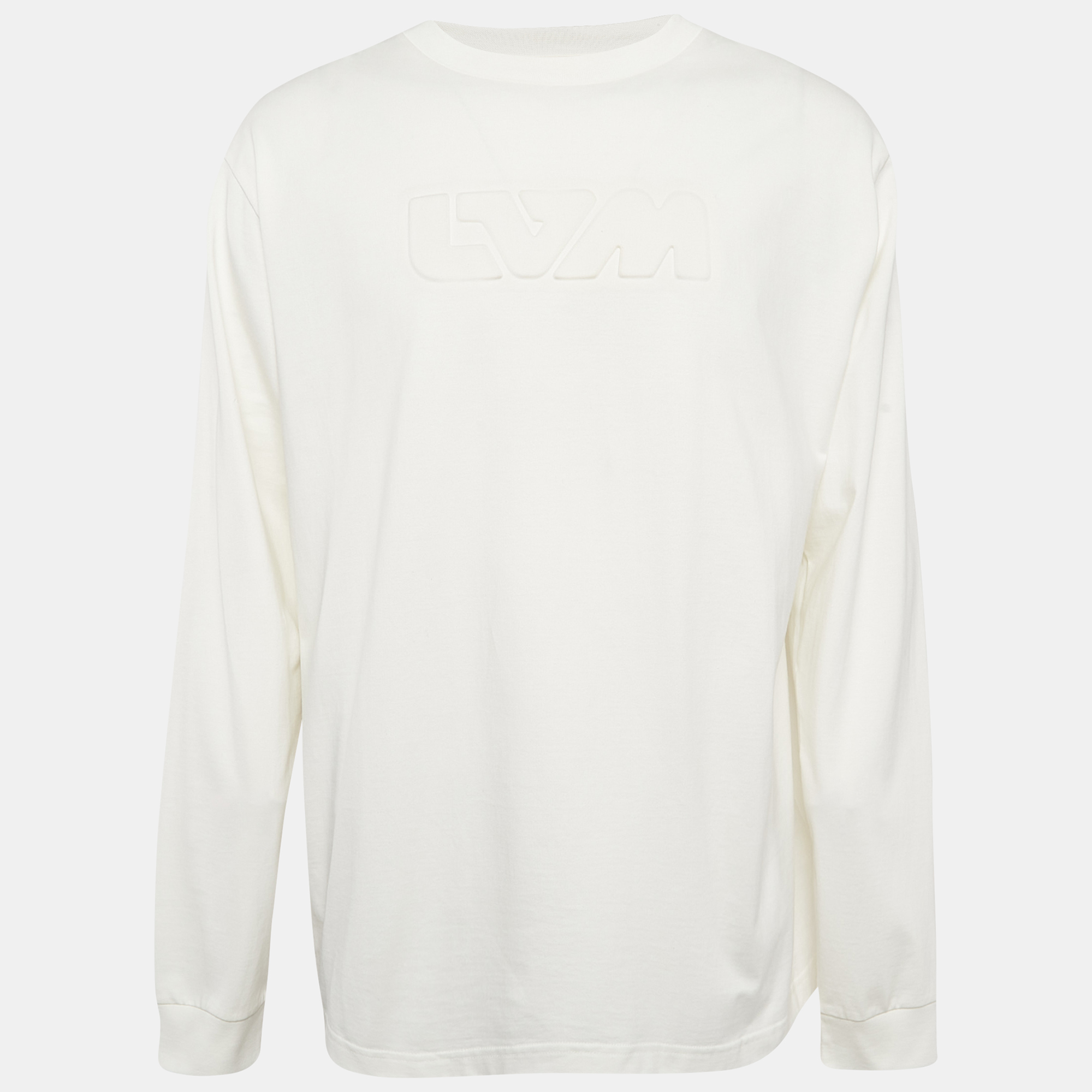 

Louis Vuitton White LVM Embossed Cotton Knit Sweatshirt XL