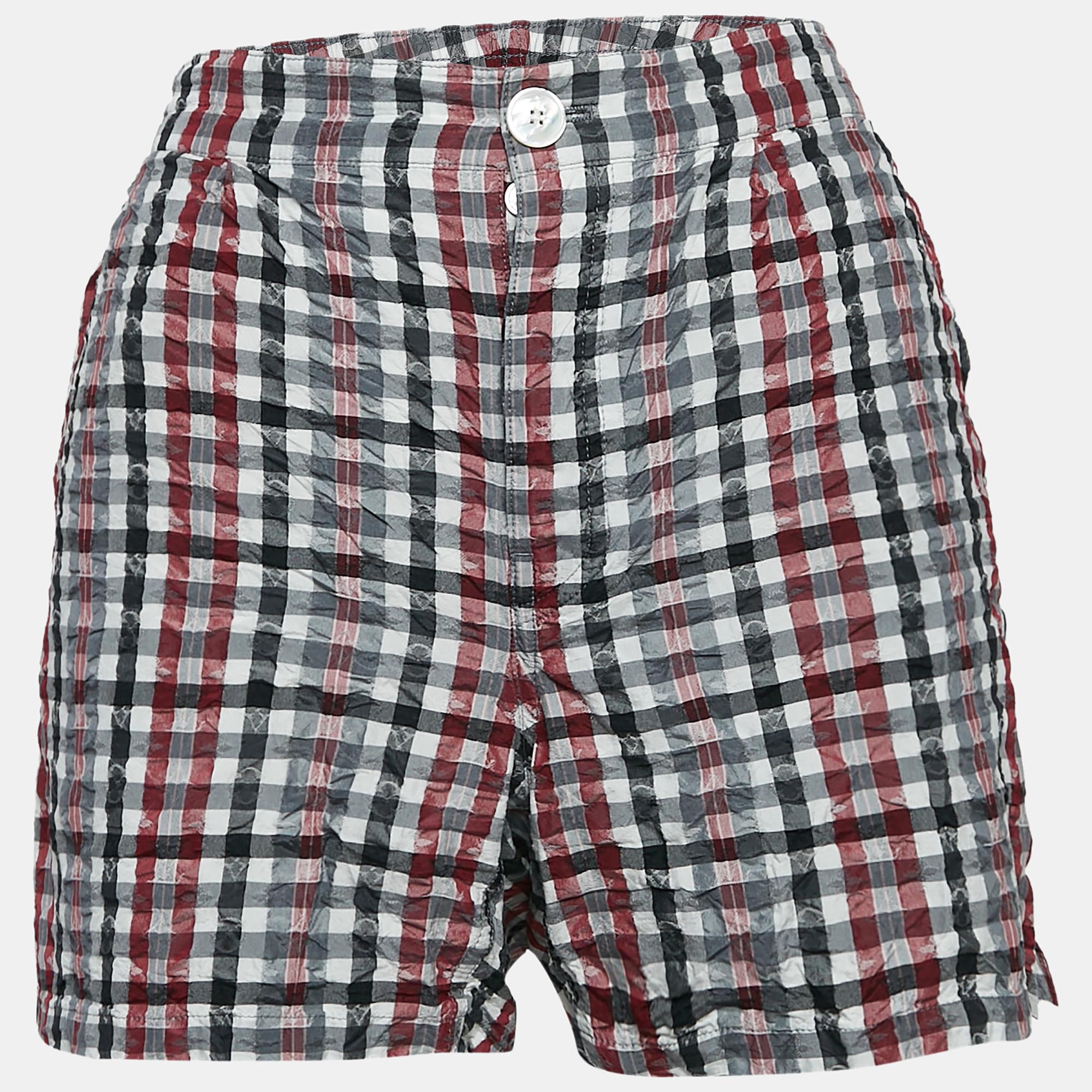 

Louis Vuitton Red/Black Checks Silk Short M