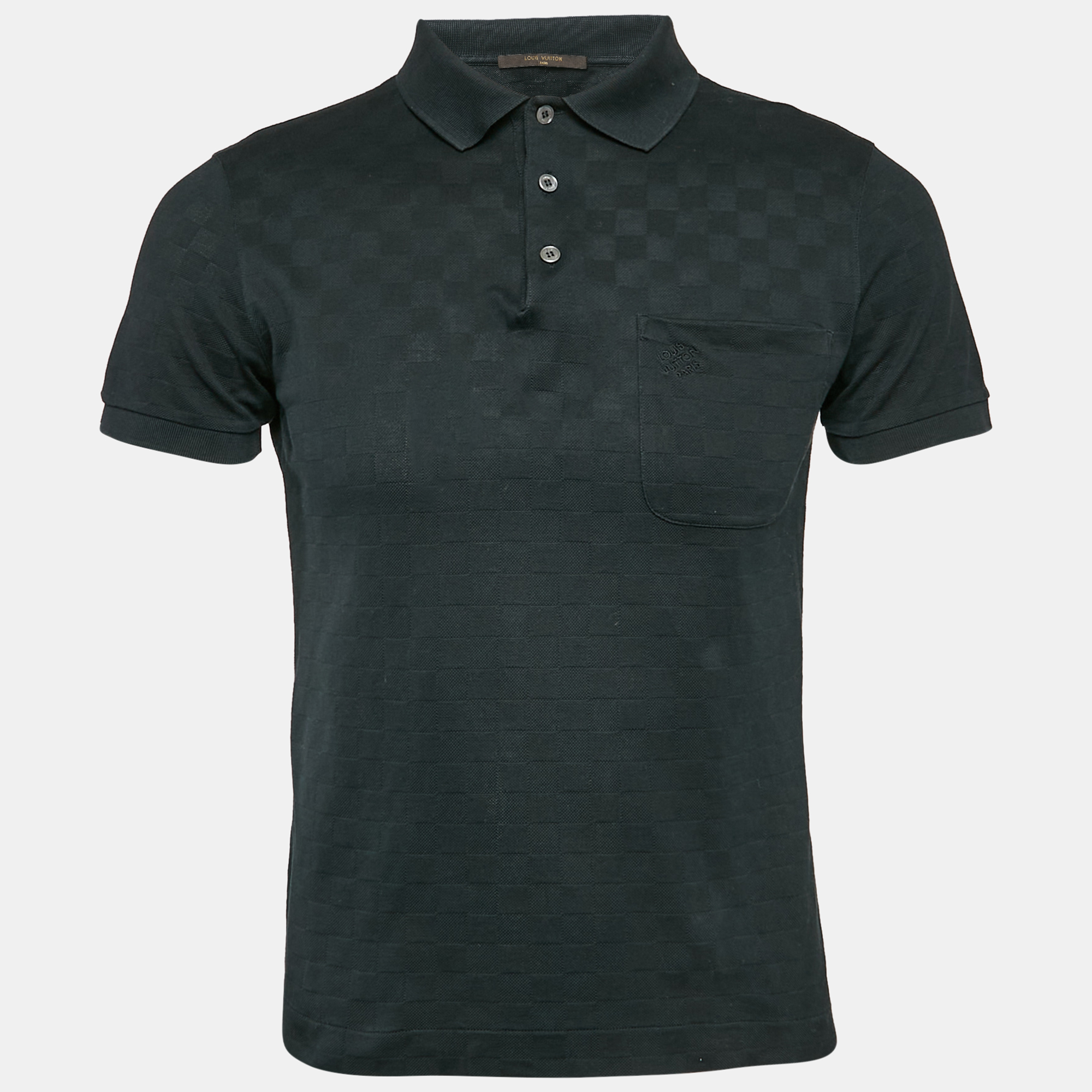 

Louis Vuitton Black Damier Cotton Pique Polo T-Shirt XS