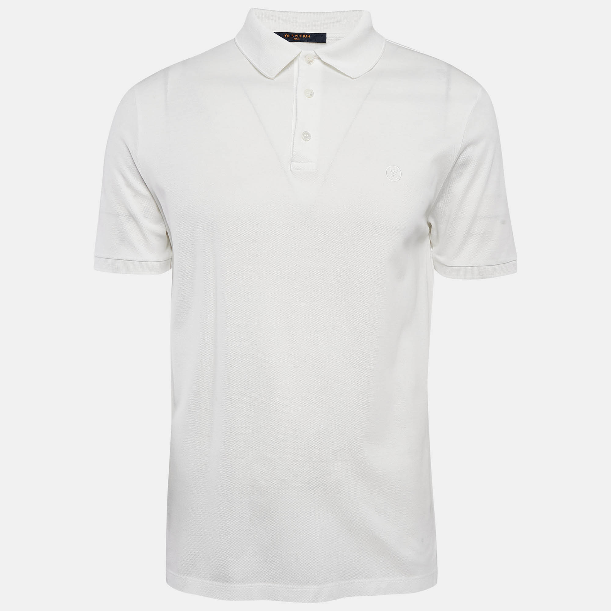 

Louis Vuitton White Cotton Pique Polo T-Shirt L