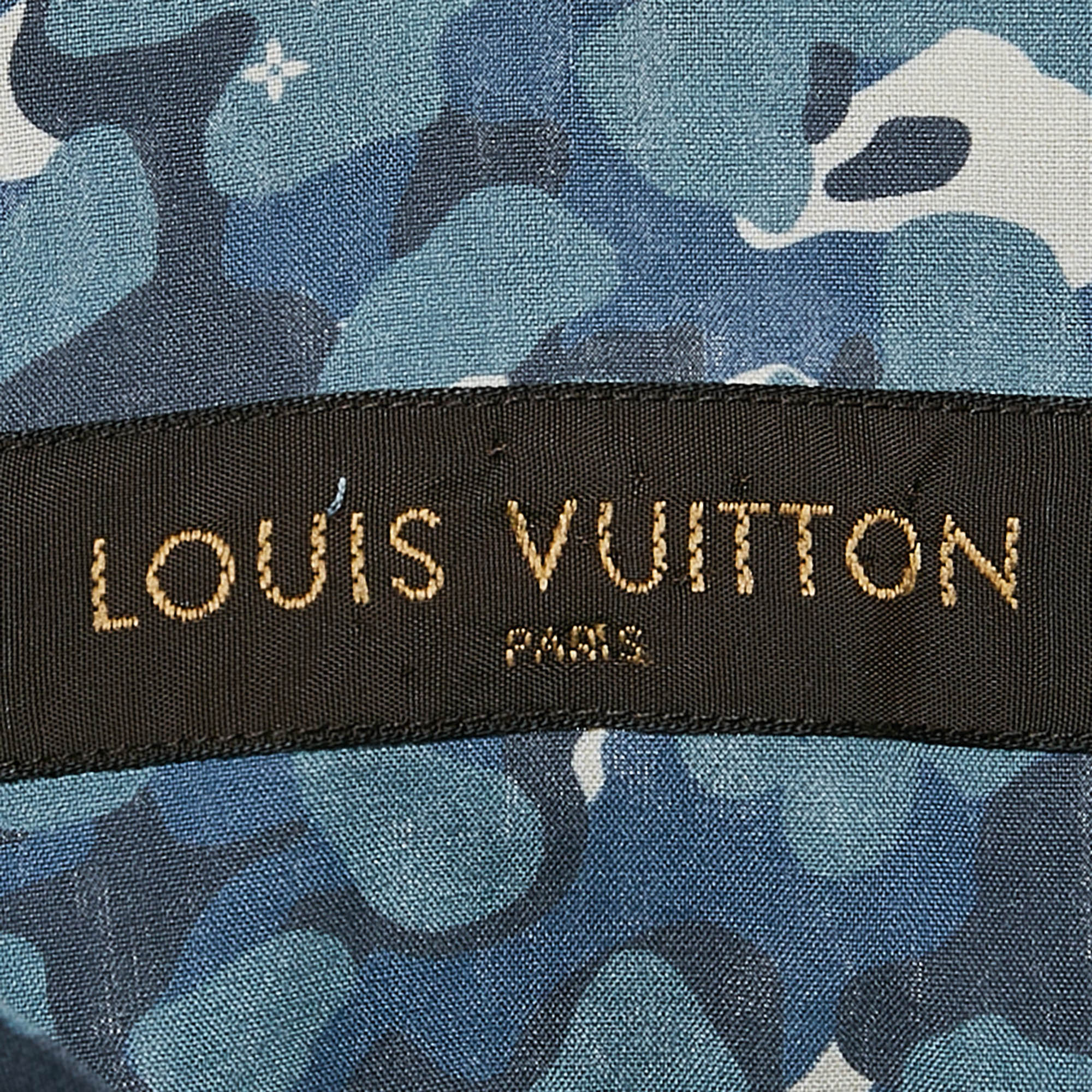 Louis Vuitton Blue Camouflage Print Button Front Shirt M 