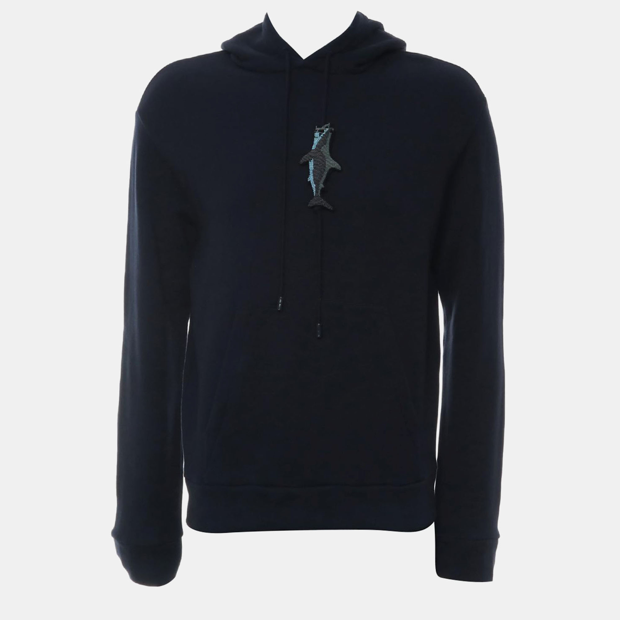 

Louis Vuitton Blue Cotton SS21 Shark Embellished Hoodie Sizez