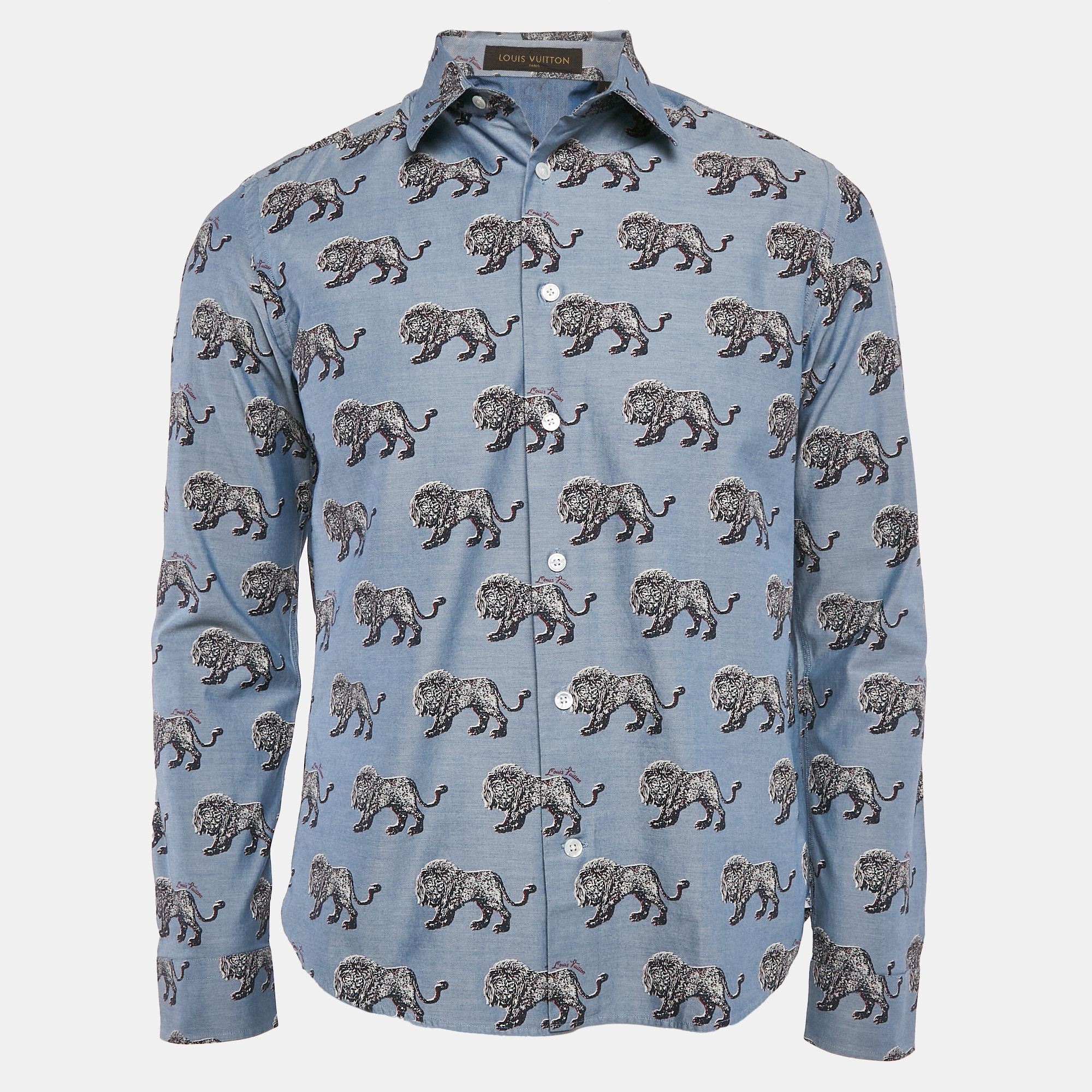 

Louis Vuitton Blue Lion Print Cotton Shirt M