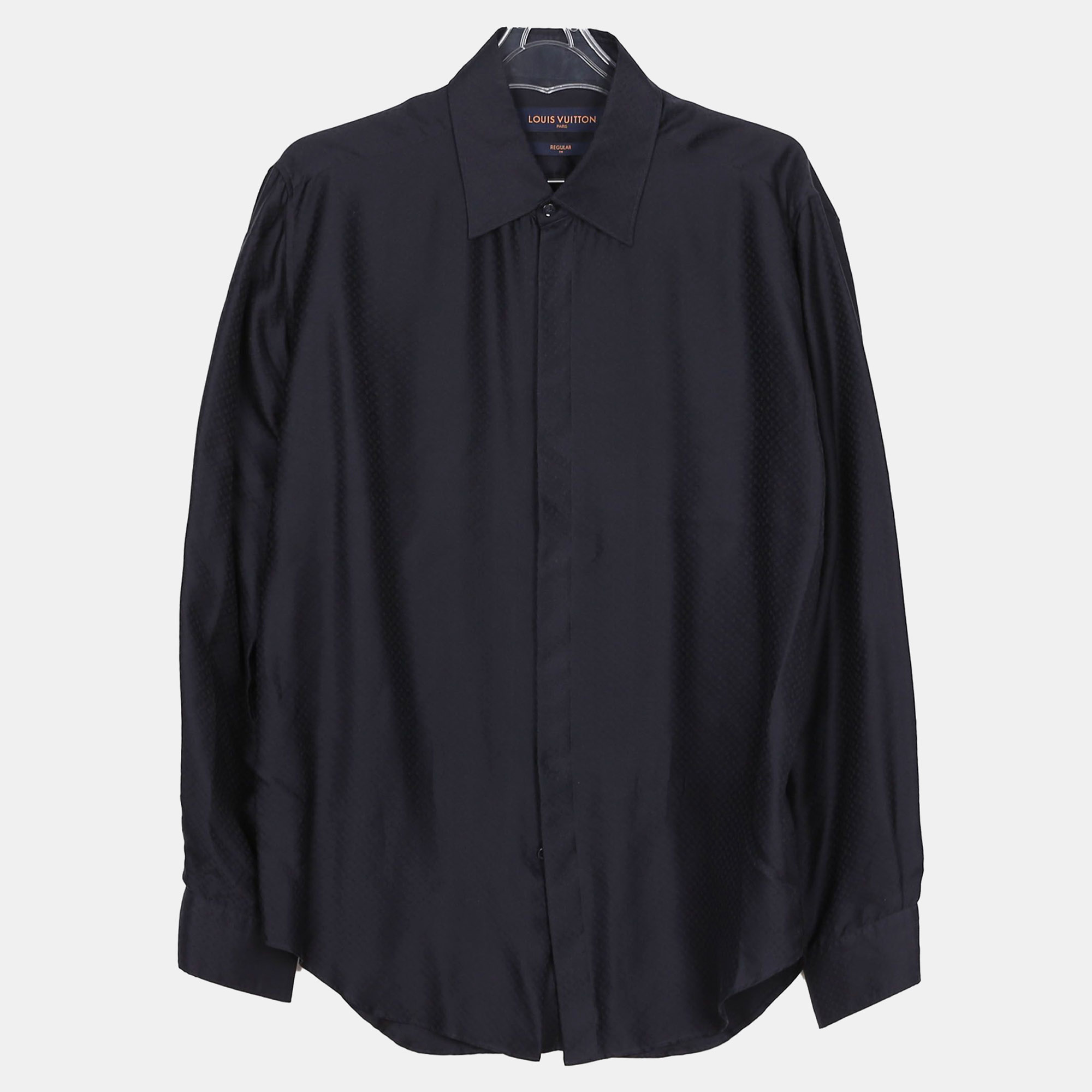 

Louis Vuitton Navy Silk Evening Regular Long Sleeve Shirt Size, Navy blue