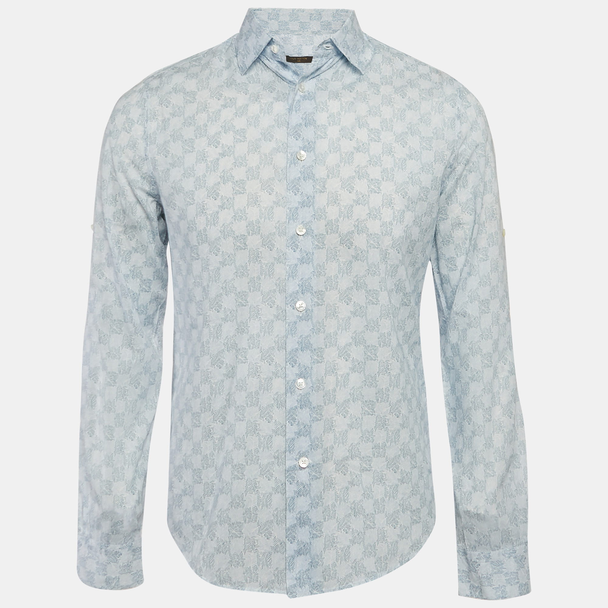 

Louis Vuitton Blue Printed Cotton Button Front Shirt S