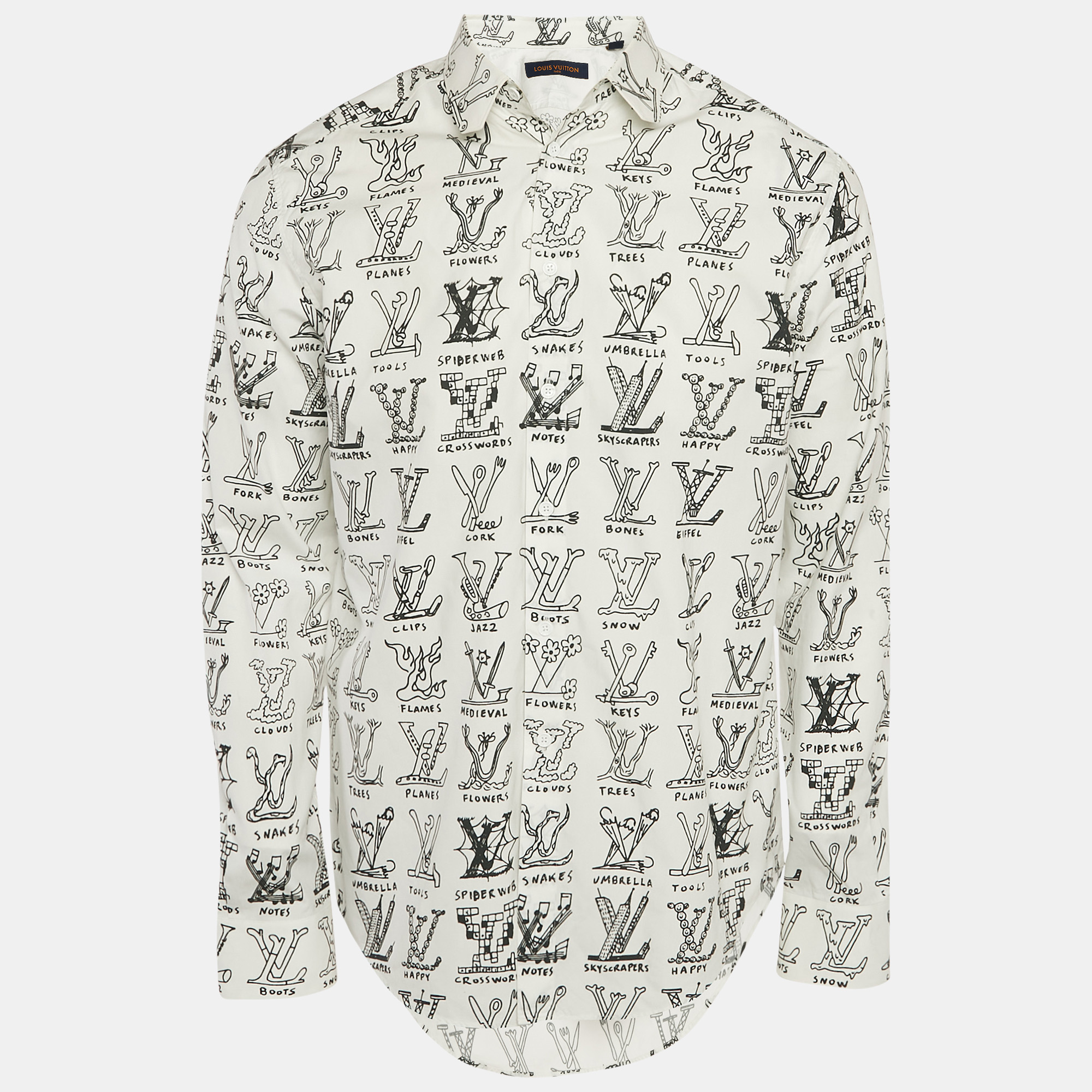 

Louis Vuitton White Logo Print Cotton Button Front Shirt L